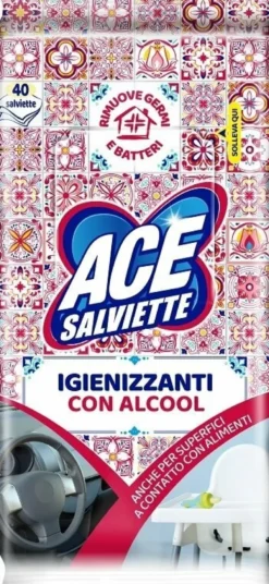 Ace salviette igienizzanti alcool 40 pezzi