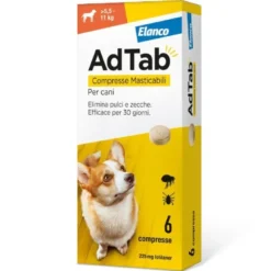 Adtab Per Cani Da 5,5 A 11kg 6 Compresse Masticabili 225mg