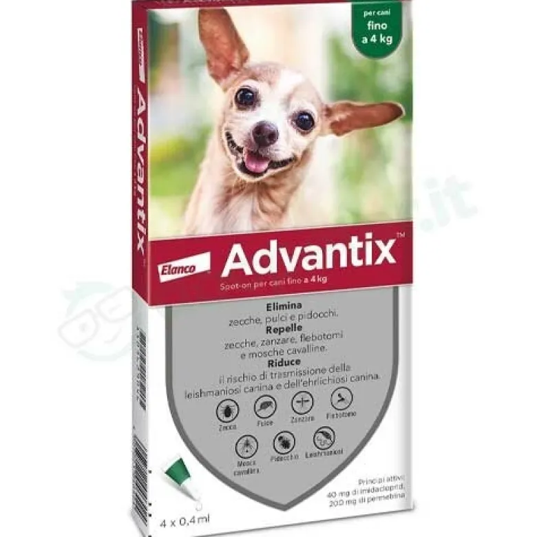 Advantix Spot-On Gocce Antiparassitarie Cani Fino a 4 Kg 4 Pipette