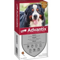Advantix spot-on per cani oltre 40 kg fino a 60 kg - 600 mg + 3.000 mg soluzione spot on per cani da 40 a 60 kg 6 pipette da 6 ml