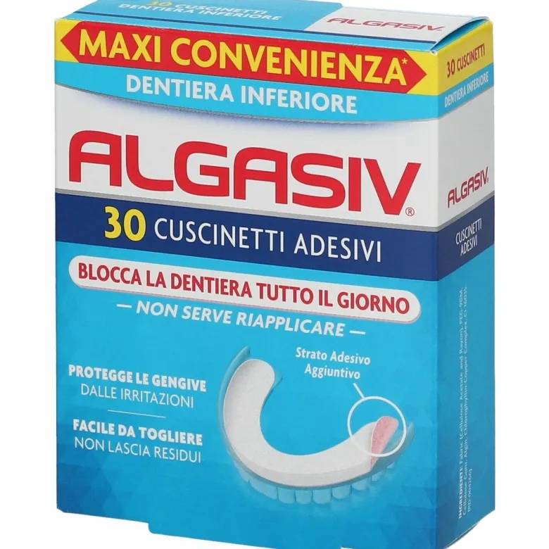Algasiv adesivo per protesi dentaria inferiore 30 pezzi