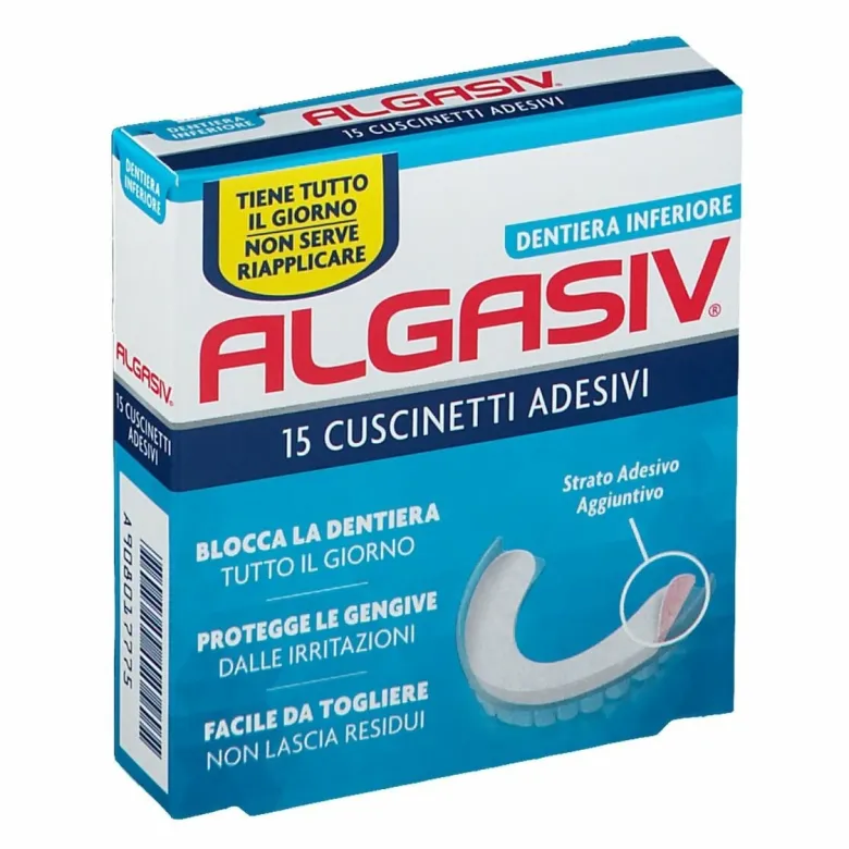 Algasiv cuscinetti adesivi dentiera inferiore 15 pezzi