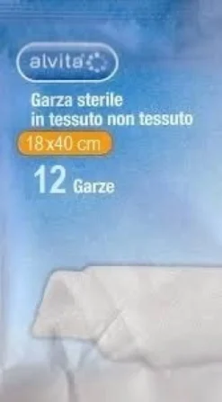 Alvita garza sterile in tessuto non tessuto 18x40cm 12 pezzi