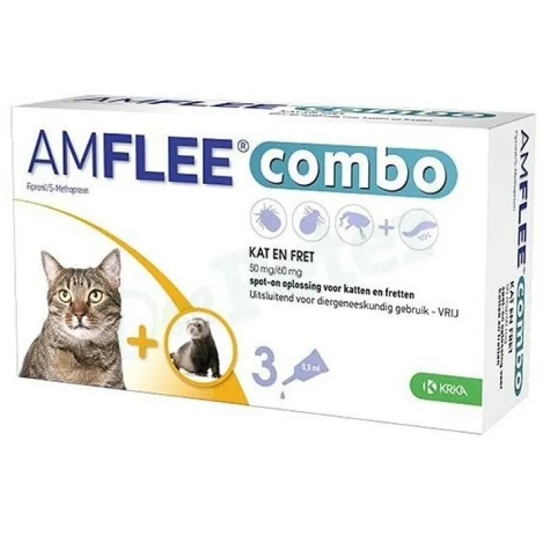 Amflee combo 50 mg/60 mg soluzione spot-on per gatti e furetti - 50 mg + 60 mg soluzione spot on per gatti e furetti 3 pipette da 0,5 ml