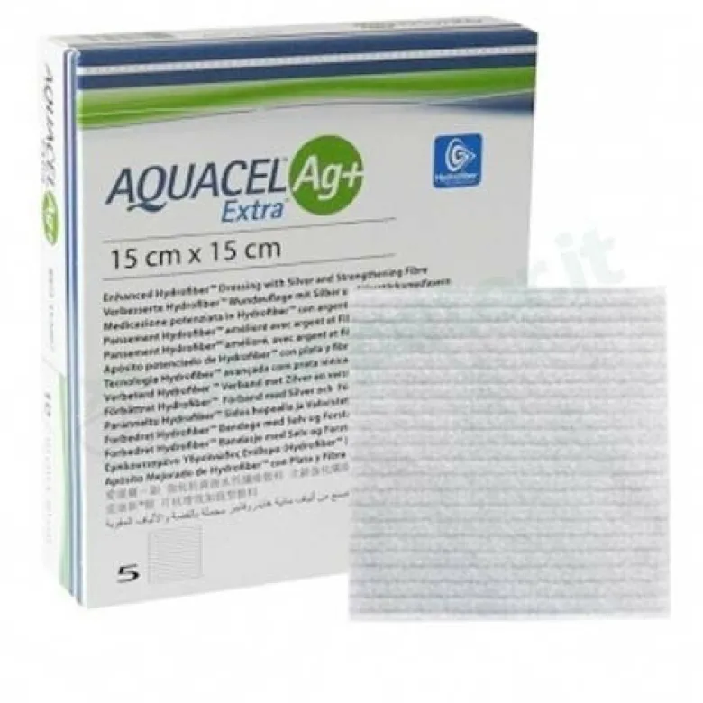 Aquacel Ag+ Extra Medicazione Ioni Argento 15x15cm 5 Garze