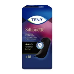 Assorbente nero incontinenza leggera tena silhouette noir mini 18 pezzi