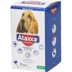 Ataxxa 2000 mg/400 mg soluzione spot-on per cani oltre 25 kg - 2.000 mg + 400 mg soluzione spot on per cani da 25 a 40 kg 4 pipette da 4 ml