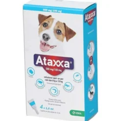 Ataxxa 500 mg/100 mg soluzione spot-on per cani da 4 kg a 10 kg - 500 mg + 100 mg soluzione spot on per cani da 4 a 10 kg 4 pipette da 1 ml