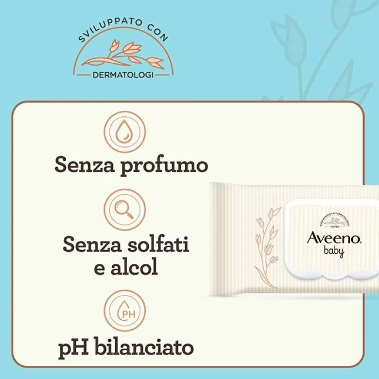 Aveeno Baby Daily Care Salviettine Detergenti Neonato 72 Pezzi
