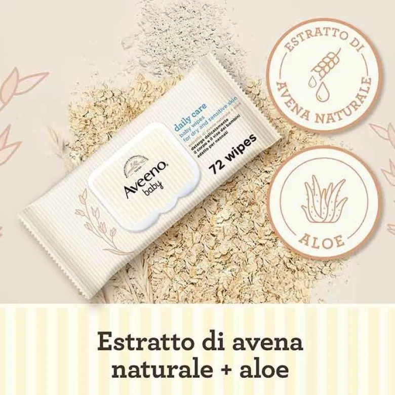 Aveeno Baby Daily Care Salviettine Detergenti Neonato 72 Pezzi