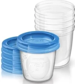 Avent Vasetti Conservalatte con Coperchio da 180 ml 5 pezzi