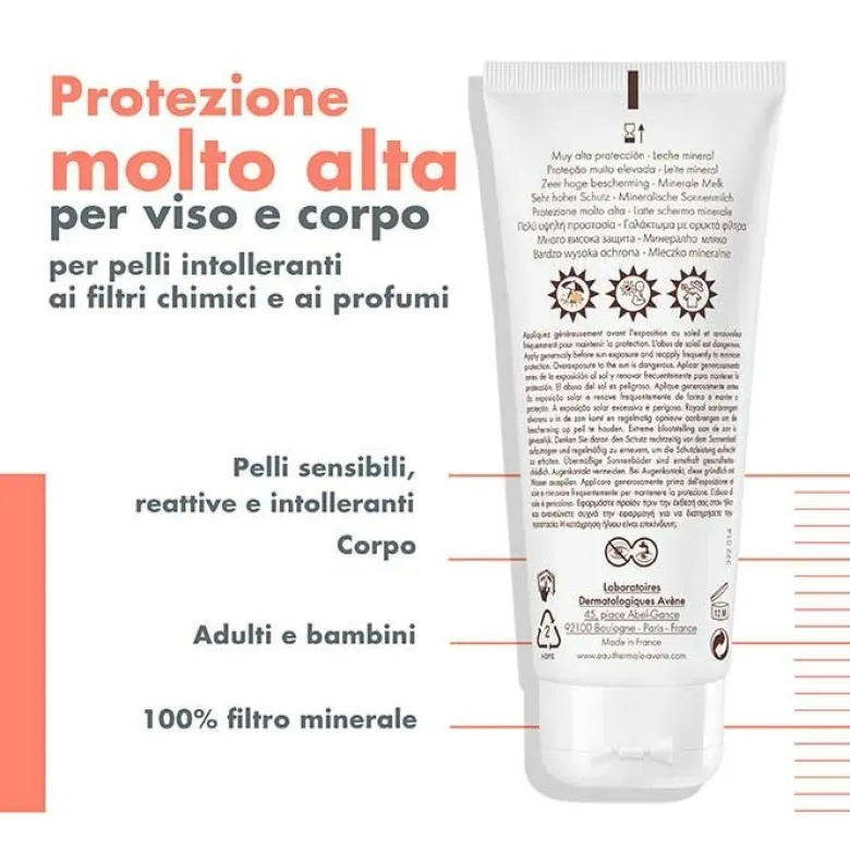 Avène Latte Solare Schermo Minerale Corpo SPF50+ 100 ml