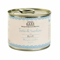 Barf Mangime Completo Per Gatto Trito Tacchino Con Mirtilli 200g