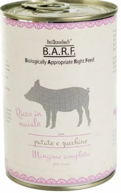Barf Mangime Umido Completo Cane Trito di Maiale e Verdure 400 g