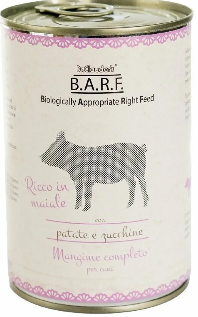 Barf Mangime Umido Completo Cane Trito di Maiale e Verdure 400 g