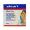 Benda adesiva leukotape k per taping fisioterapico larghezza2,5 cm lunghezza 5 m colore blu in rotolo