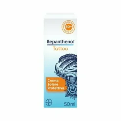 Bepanthenol Tattoo Crema Protezione Solare Molto Alta SPF50+ 50ml per Tatuaggi