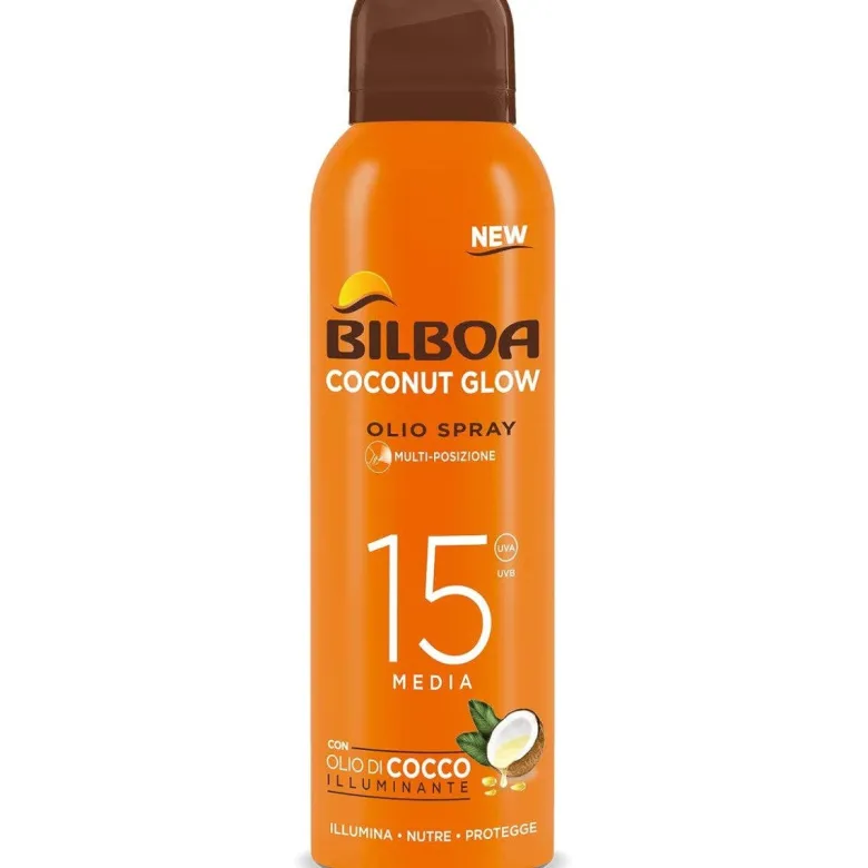Bilboa coconut glow olio spray solare multiposizione spf15 150ml
