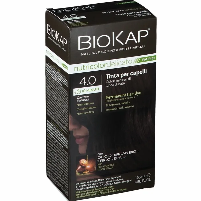 Biokap nutricolor delicato rapid tinta 4.00 castano naturale 135ml