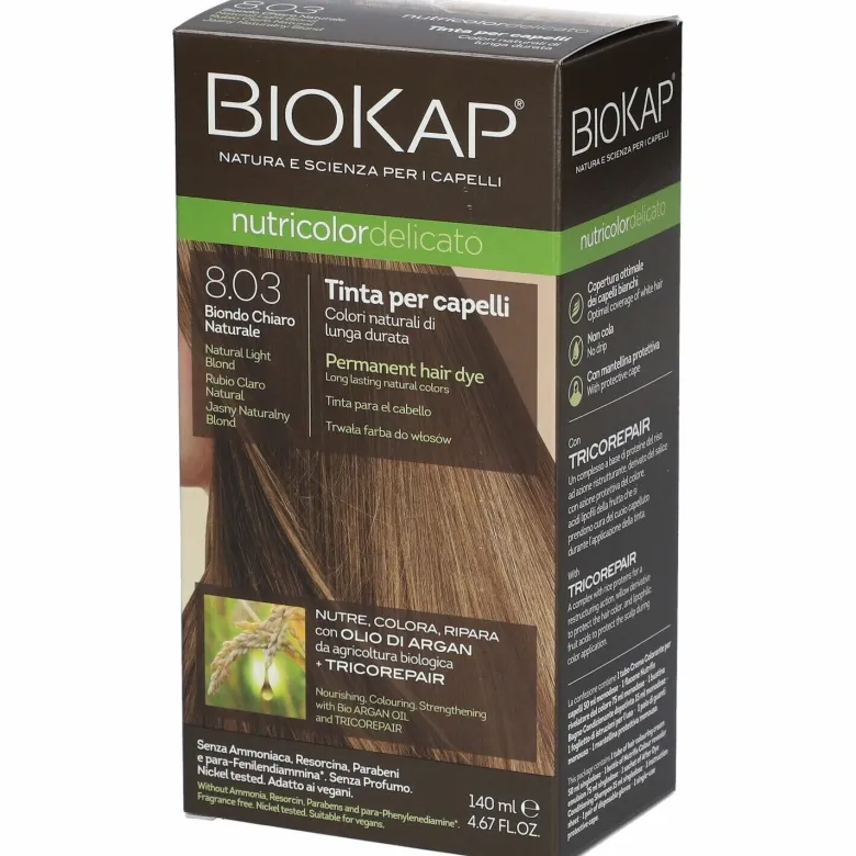Biokap nutricolor delicato tinta 8.03 biondo chiaro naturale 140ml