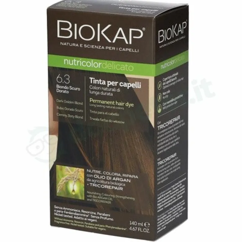 Biokap nutricolor delicato tinta 6.30 biondo scuro dorato 140ml