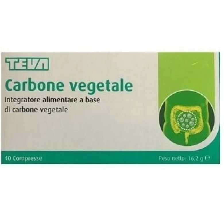 Carbone vegetale teva 40 compresse 16,2 g