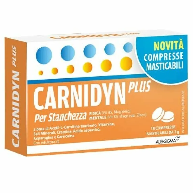 Carnidyn Plus Integratore con Carnitina 18 Compresse Masticabili
