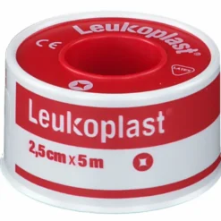 Cerotto chirurgico per fissaggio medicazioni in rocchetto leukoplast supporto viscosa color pelle massa adesiva caucciu'ossido di zinco 2,5x500cm mutuabile