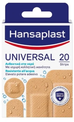 Cerotto Hansaplast Universal Resistente All'acqua 4 Forme Assortite 20 Pezzi