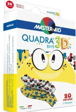 Cerotto master-aid quadra 3d boys 20 pezzi assortiti