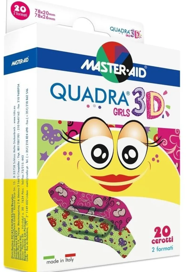 Cerotto master-aid quadra 3d girls 20 pezzi assortiti