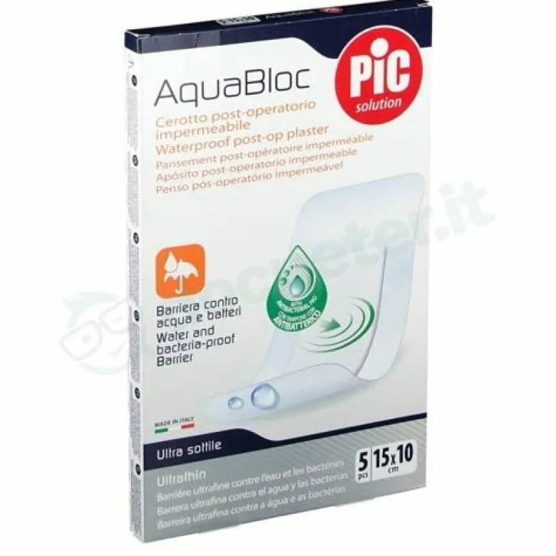 Cerotto pic aquabloc cm10x15 antibatterico 5 pezzi