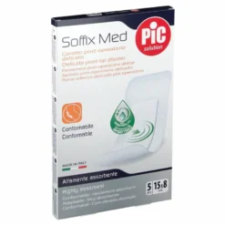 Cerotto pic soffix med in tnt con tampone centrale assorbente sterile monouso 15x8 cm antibatterico 5 pezzi