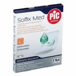 Cerotto pic soffix med in tnt con tampone centrale assorbente sterile monouso 10x6 cm antibatterico 5 pezzi