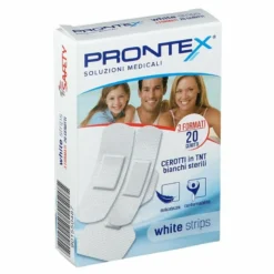 Cerotto prontex white strips astuccio 20 pezzi 3 formati assortiti