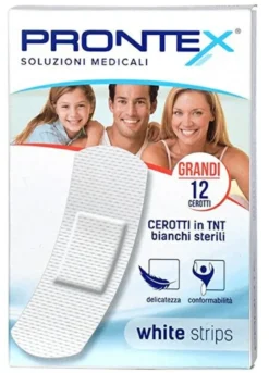 Cerotto white strips tessuto non tessuto bianco grande 12 pezzi
