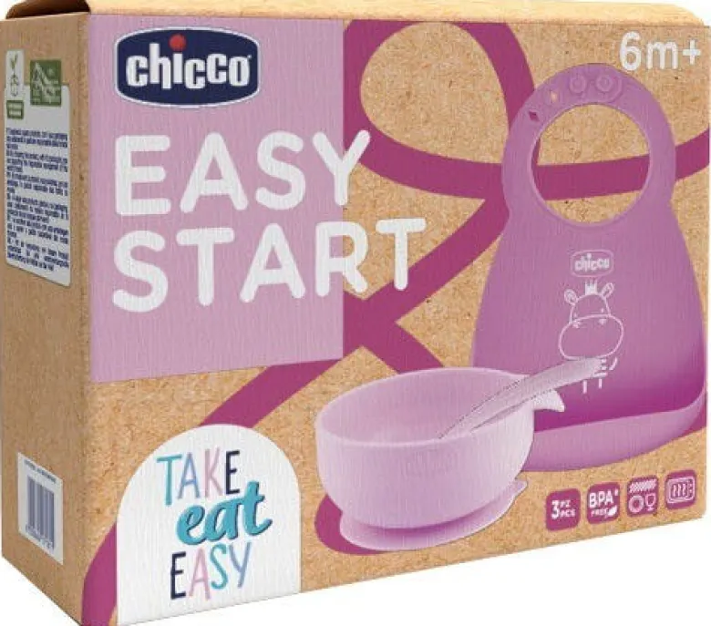 Chicco easy start set pappa per svezzamento rosa 6+ mesi