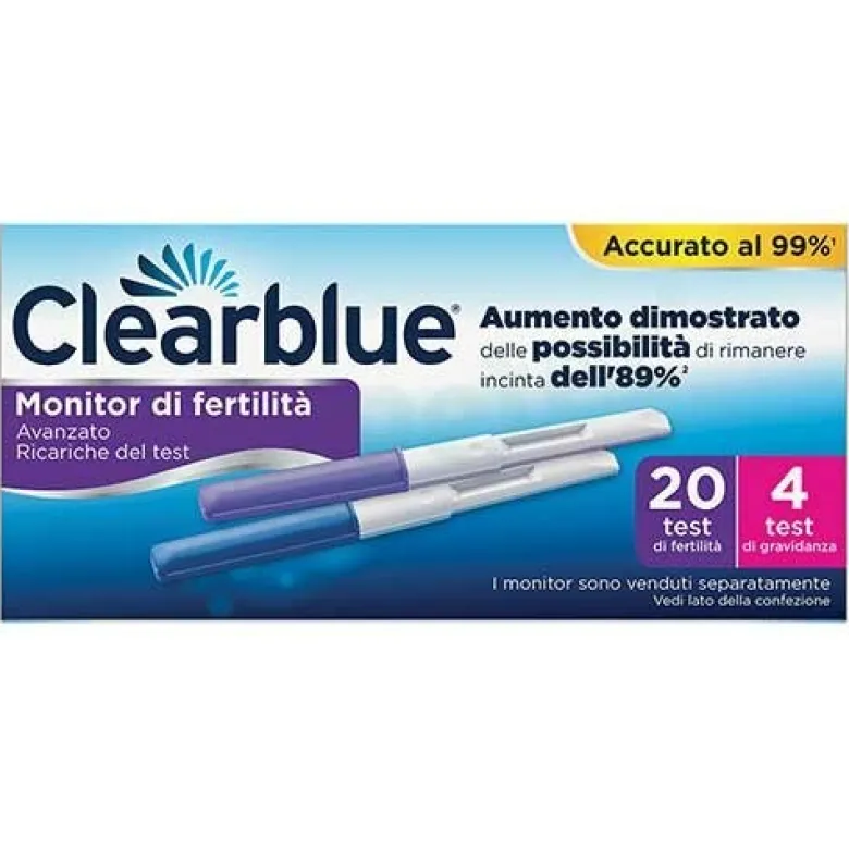 Clearblue Advanced Test di Ricambio per Monitor di Fertilità 20 Test di Fertilità + 4 Test di Gravidanza
