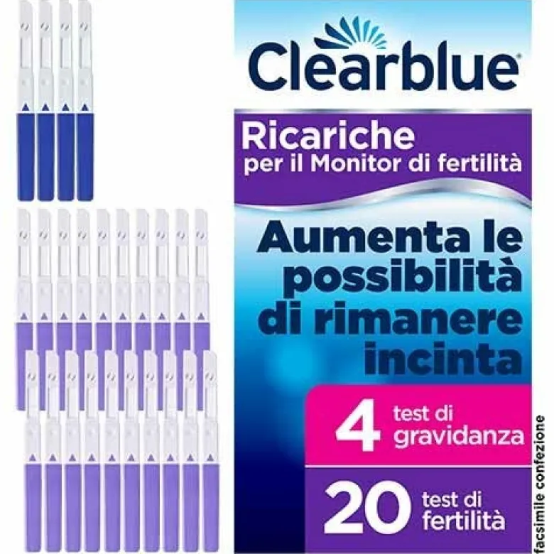Clearblue Advanced Test di Ricambio per Monitor di Fertilità 20 Test di Fertilità + 4 Test di Gravidanza