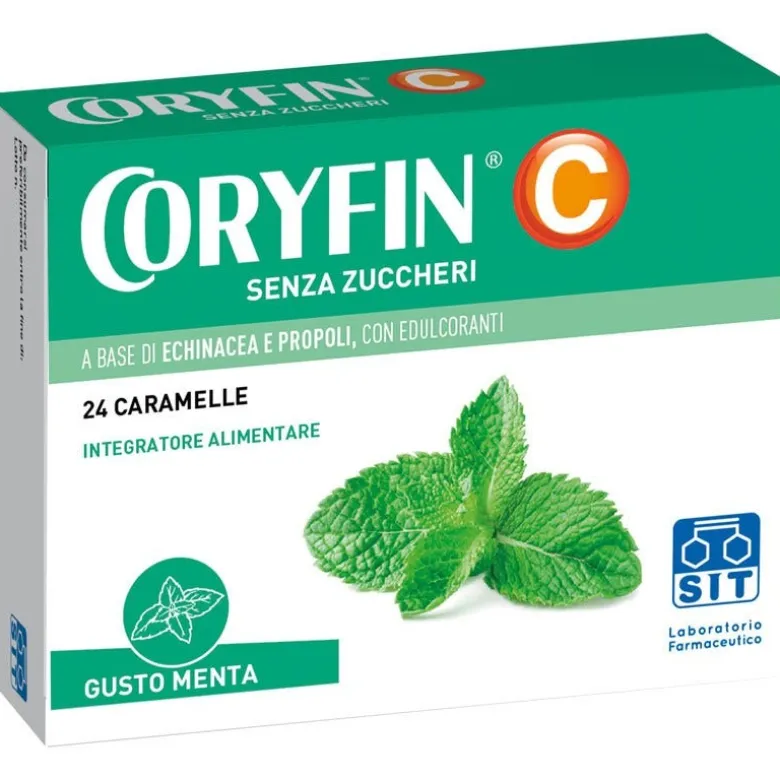 Coryfin C Senza Zucchero Caramelle Al Mentolo Integratore 24 Pezzi
