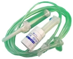 Deflussore con regolatore di flusso a gravita' con perforatore 5/250ml