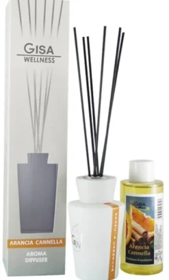 Diffusore bastoncini linea white arancia cannella