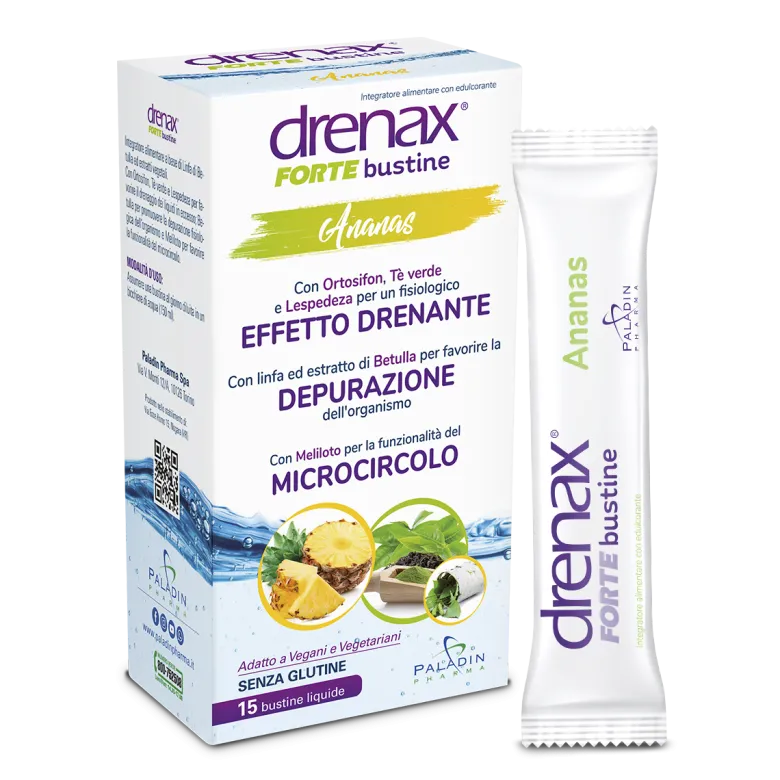 Drenax Forte Integratore Drenante Gusto Ananas 15 Bustine