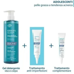 Ducray Keracnyl Gel Detergente Pelle Grassa e Acneica 400 ml