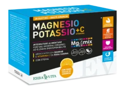 Erba Vita Magnesio e Potassio + Vitamina C Integratore Vitamine e Sali Minerali 20 Bustine