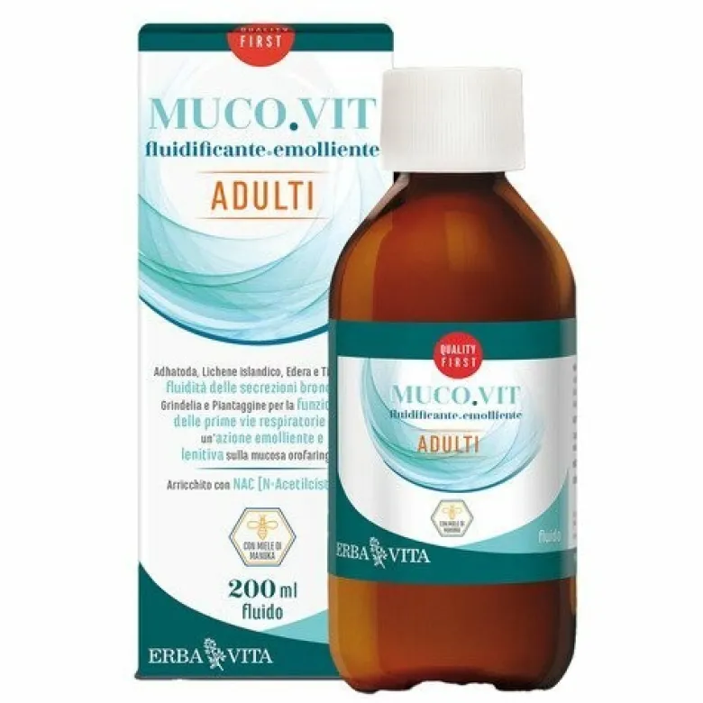 Erba Vita MucoVit Fluido Fluidificante Emolliente Adulti 200ml
