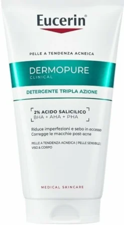 Eucerin dermopure clinical gel detergente tripla azione 150ml