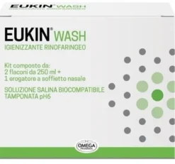 Eukin wash igienizzante rinofaringeo kit 2 flaconi da 250 ml + erogatore a soffietto nasale