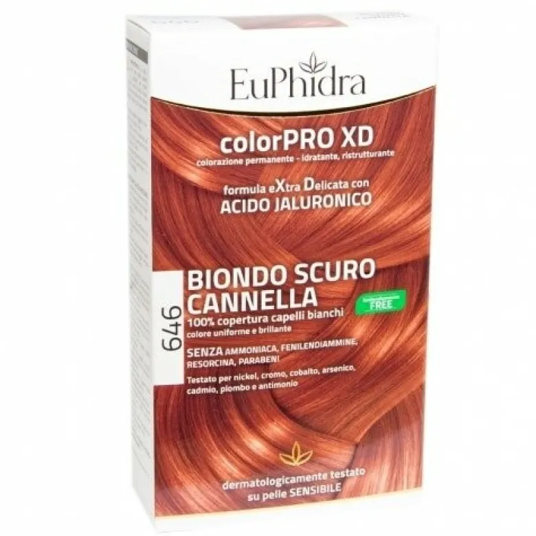 Euphidra colorpro gel colorante capelli xd 646 cannella 50 ml in flacone + attivante + balsamo + guanti
