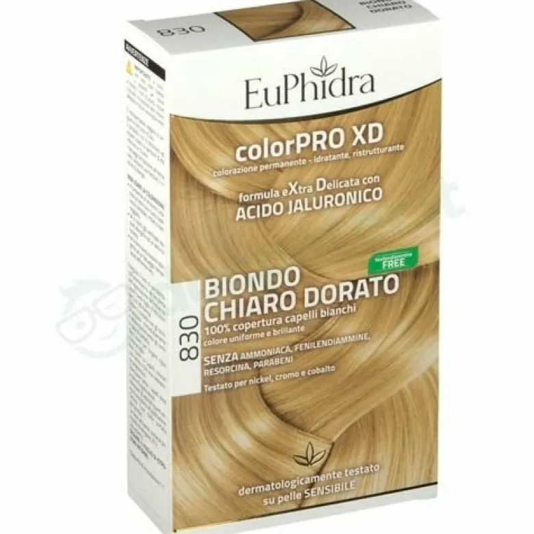 Euphidra colorpro xd 830 biondo chiaro dorato gel colorantecapelli in flacone + attivante + balsamo + guanti